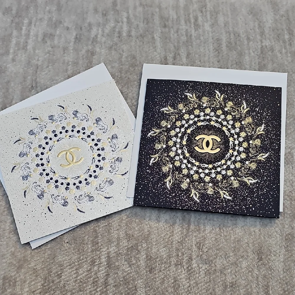 CHANEL Cream and Blue Cards Blank Inside